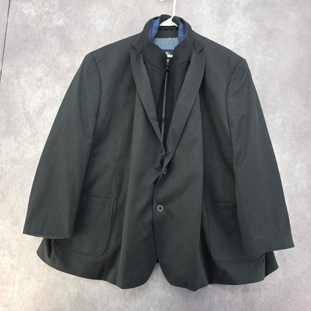 Hart Schaffner Marx Mens 60R Smart Coat Water Resistant Layered Bib Jacket Gray